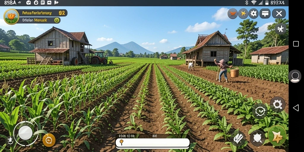 Tampilan gameplay <strong>898A</strong> menunjukkan kebun yang indah dan aktif.