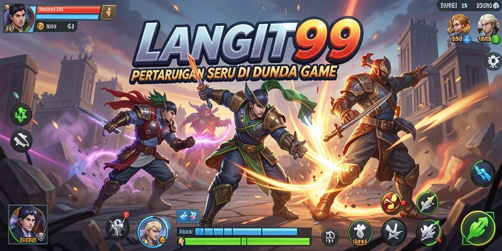 Gameplay seru dari LANGIT99 dengan berbagai karakter bertarung.