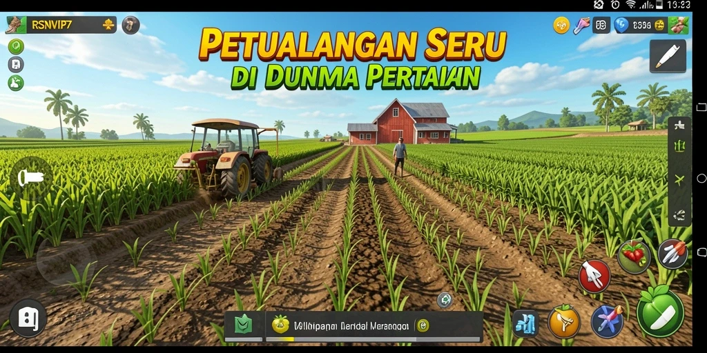 Tampilan menarik dari gameplay RSNVIP7 yang menunjukkan aktivitas pertanian.